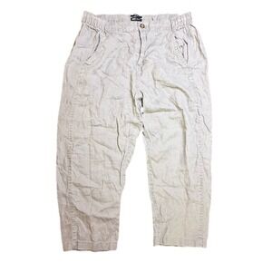 INY Jones New York Linen‎ Blend Cropped Pants Elastic Waist XL